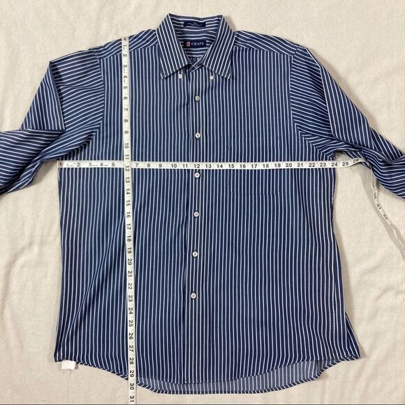 Chaps Mens Striped Twill No Wrinkle Button Down Long Sleeve Shirt Large 16/16.5 - Picture 10 of 11